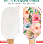 EZYHOME 2Pcs Cake Cream Spatula, Silicone Floral Cake Scrapers Cake Accessories Butter Scrapers Baking Spatulas for Kitchen Reusable Butter Scrapers Professional Baking Scrapers Tools (30cm *6 cm)